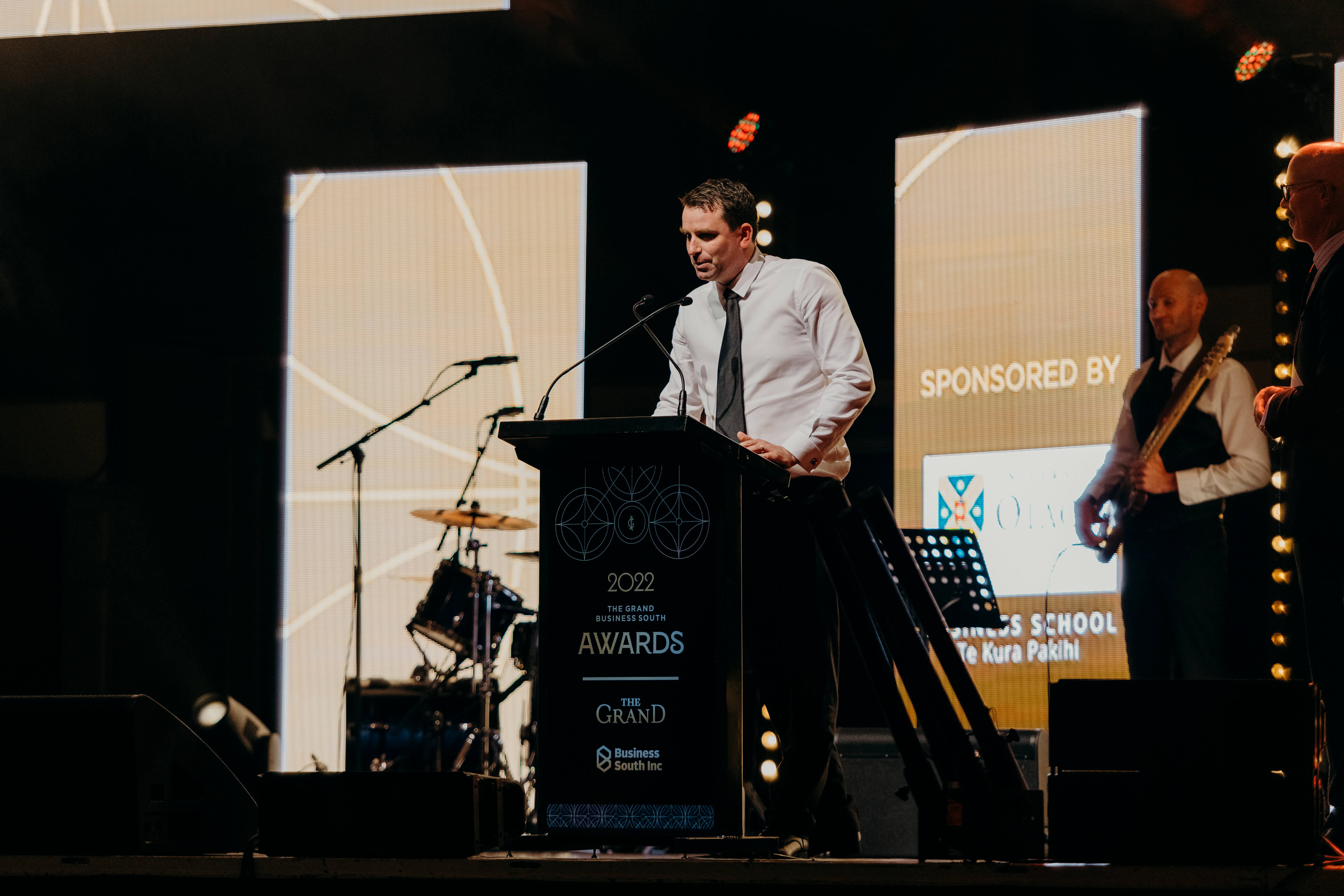 Boyd Peacock delivering the Innovation Award winners speech.