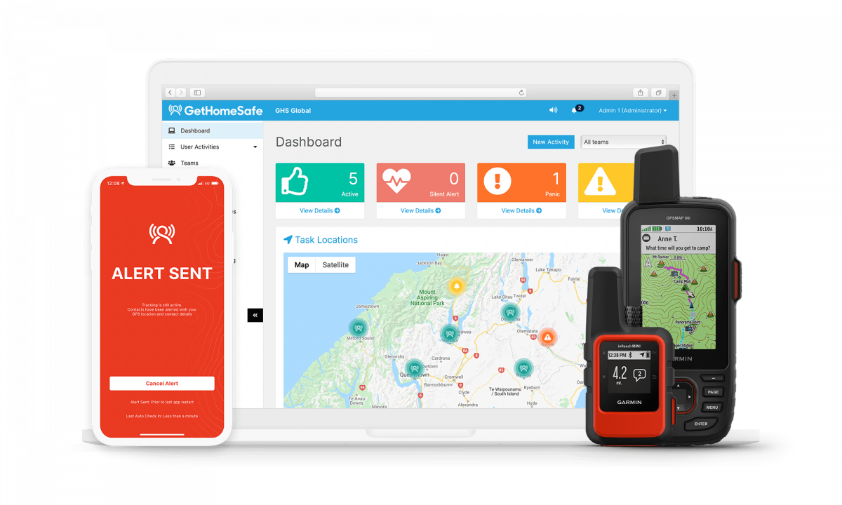 GetHomeSafe Dashboard alongside radio and devices for GPS tracking