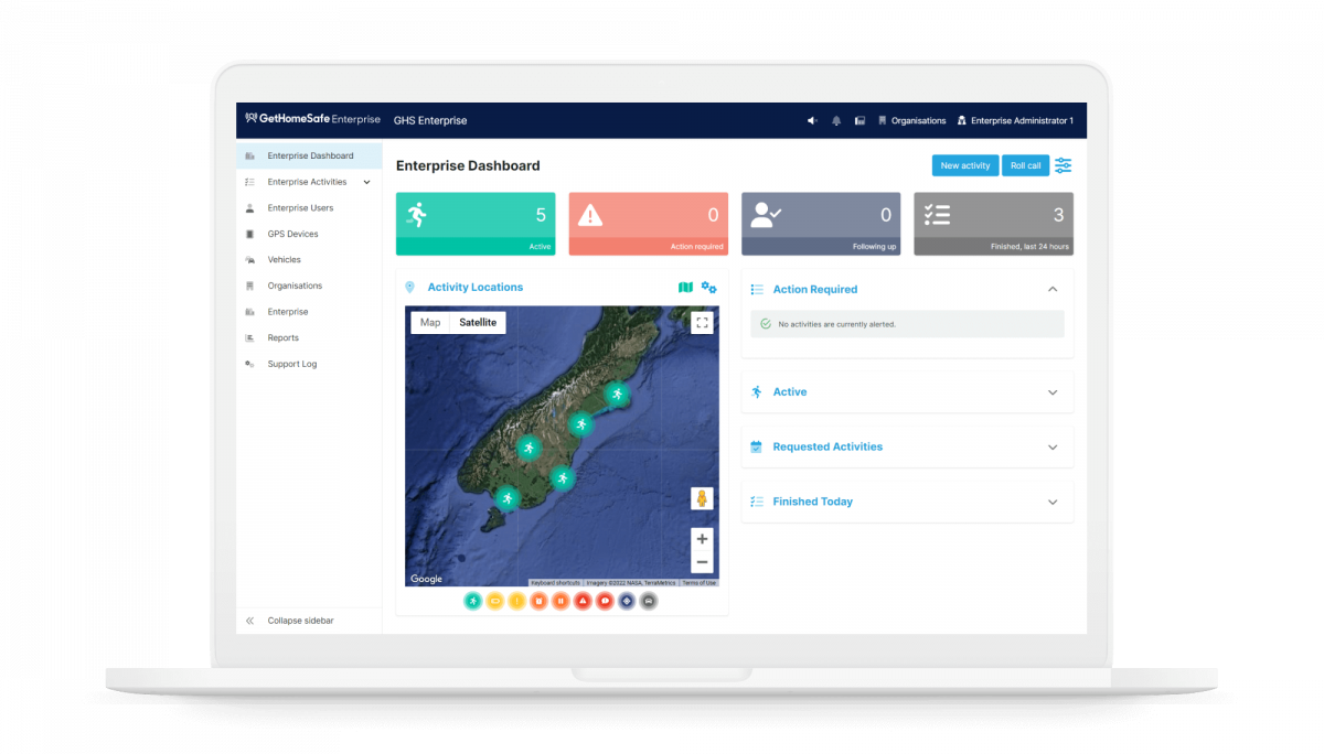 GHS Mockup Web portal Enterprise Dashboard NZ