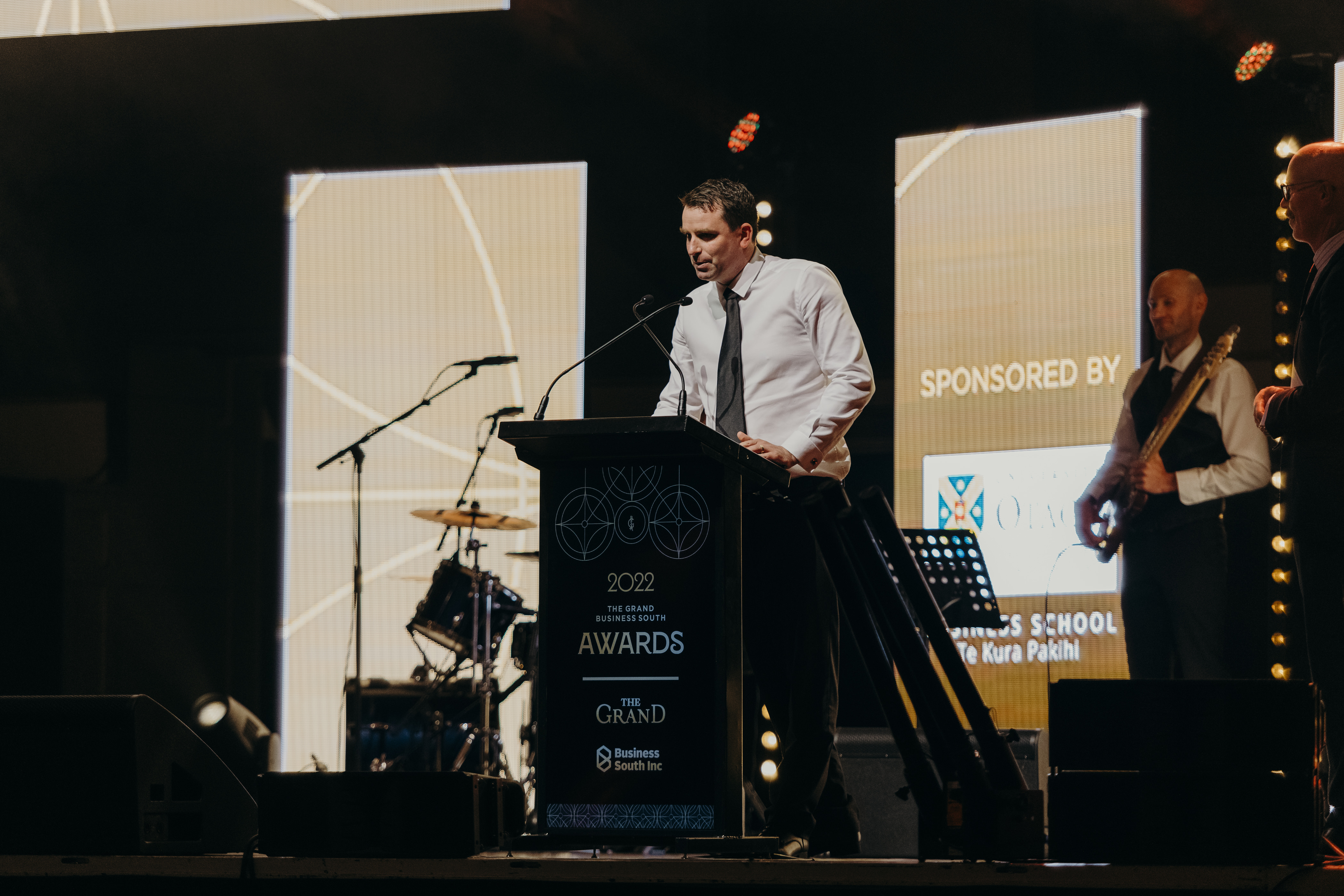 Boyd Peacock delivering the Innovation Award winners speech.