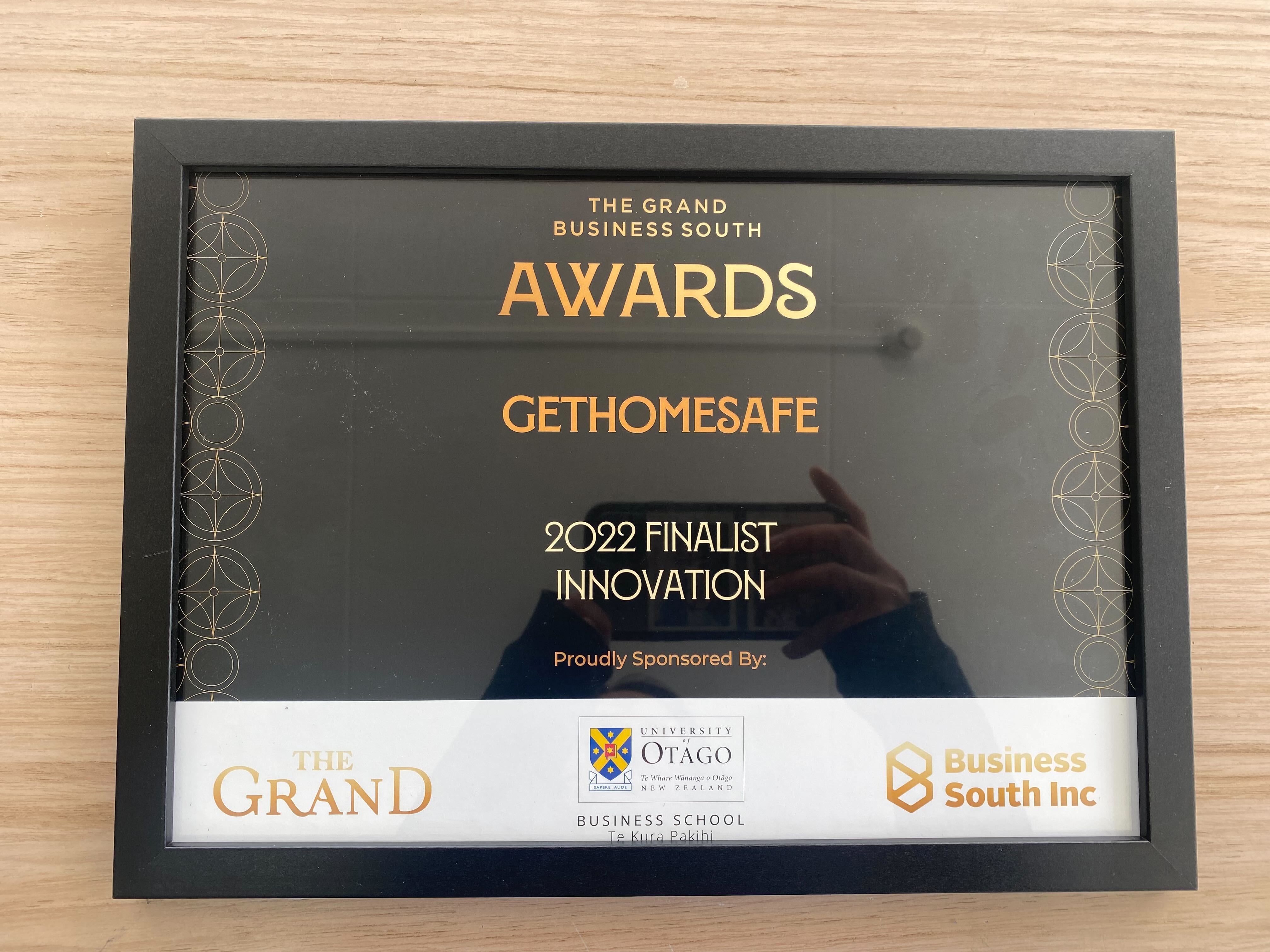 Get Home Safe Business South Innovation Finalist Award