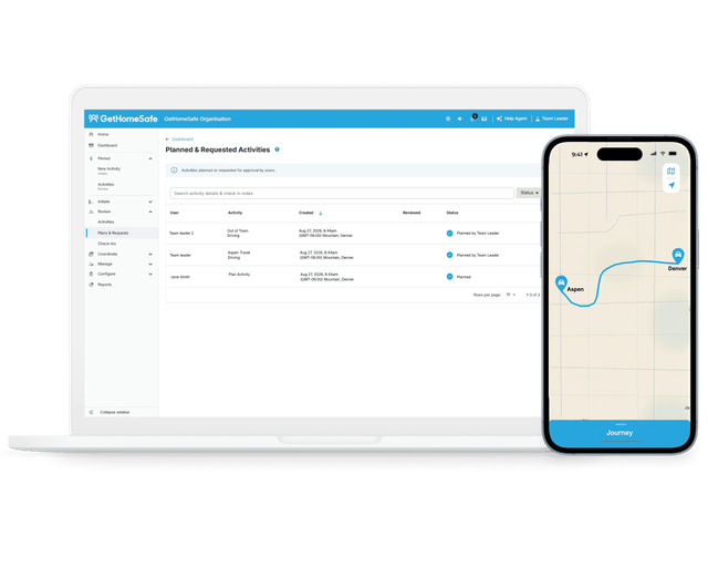 Journey management dashboard and app overview