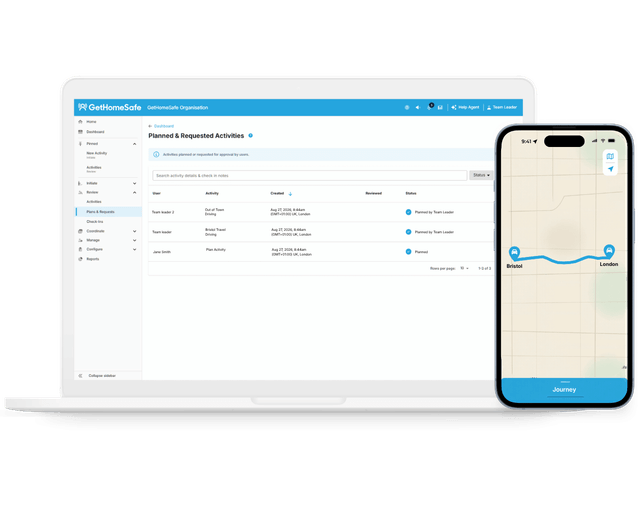Journey management dashboard and app
