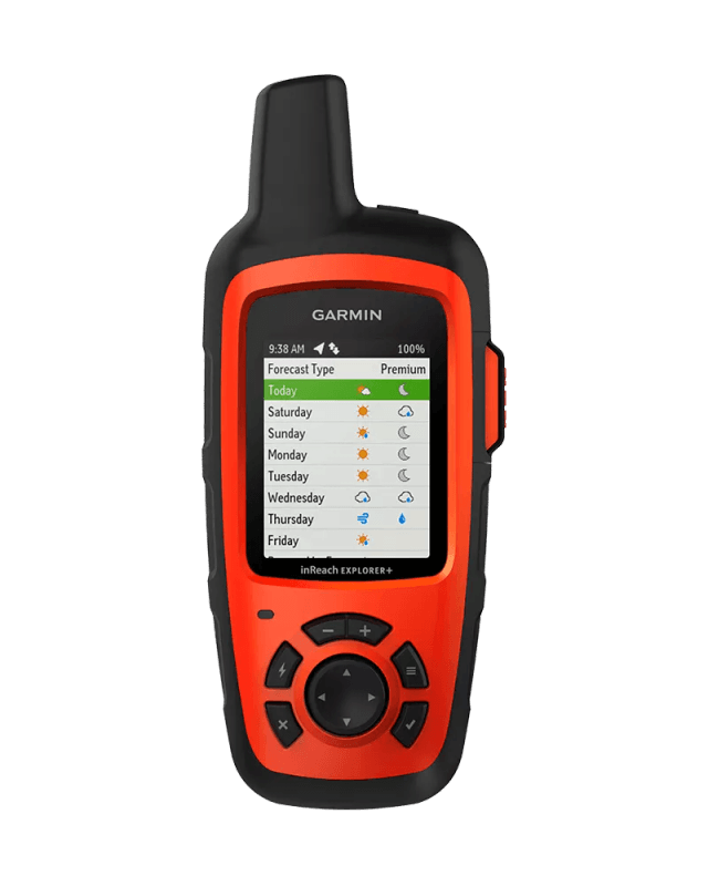 Garmin inReach Explorer+ satellite communicator device, front view