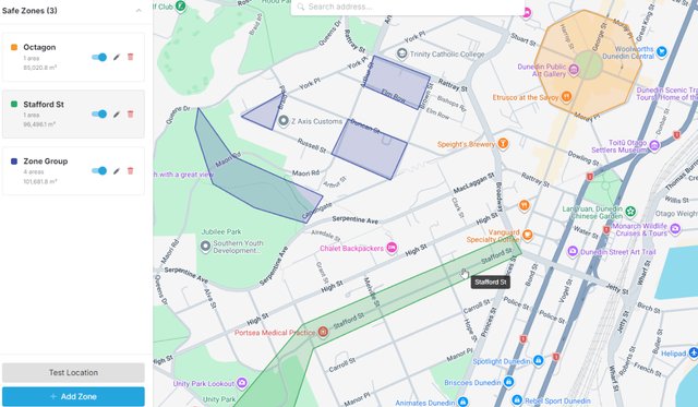 GetHomeSafe geofencing web portal mock up